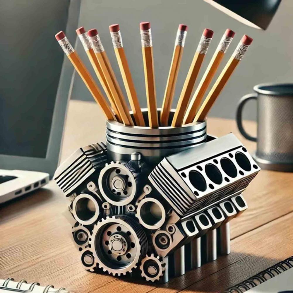 Car Accessories Oman - Pen Holder Resin V8 Car Engine