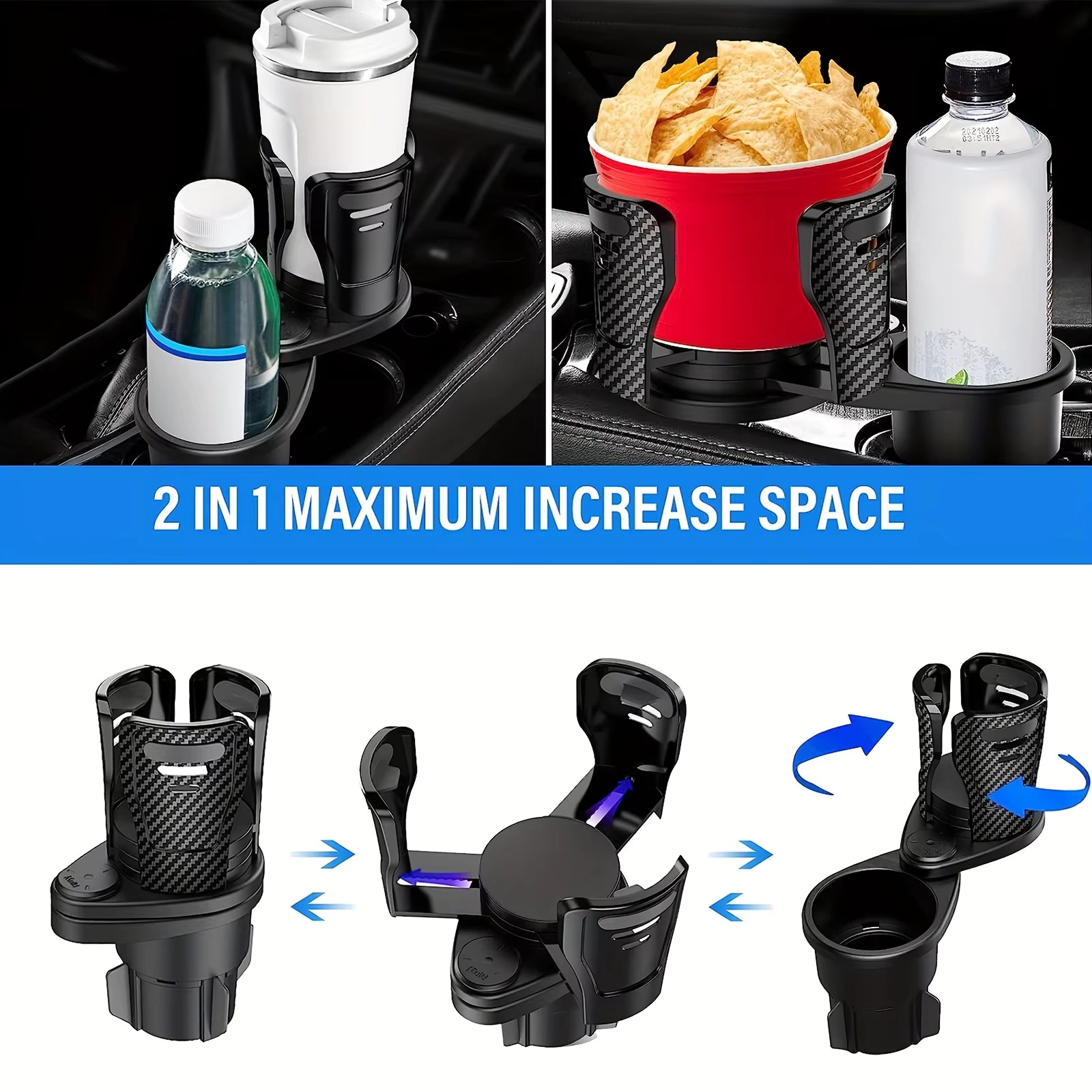 Car Cup Holder Expander - Adjustable Dual Car Cup Holder Expander